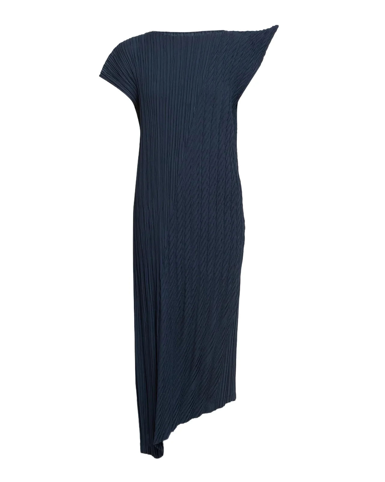 Unfurling Pleats Cap-Sleeve Asymmetric Midi Dress Unfurling Pleats Cap-Sleeve Asymmetric Midi Dress