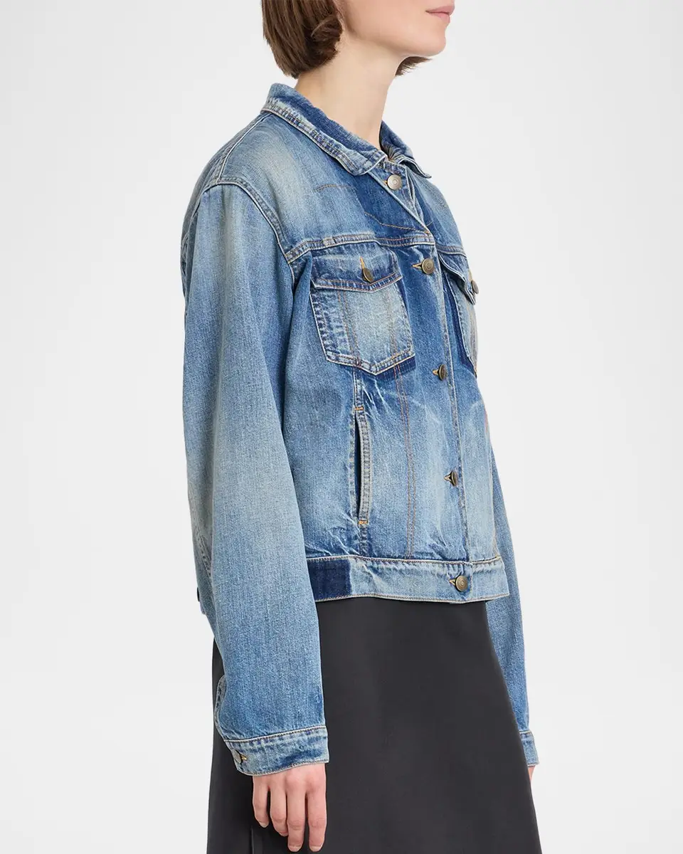 MM6 MAISON MARGIELA Folded-Collar Denim Jacket | Thumbnail 6