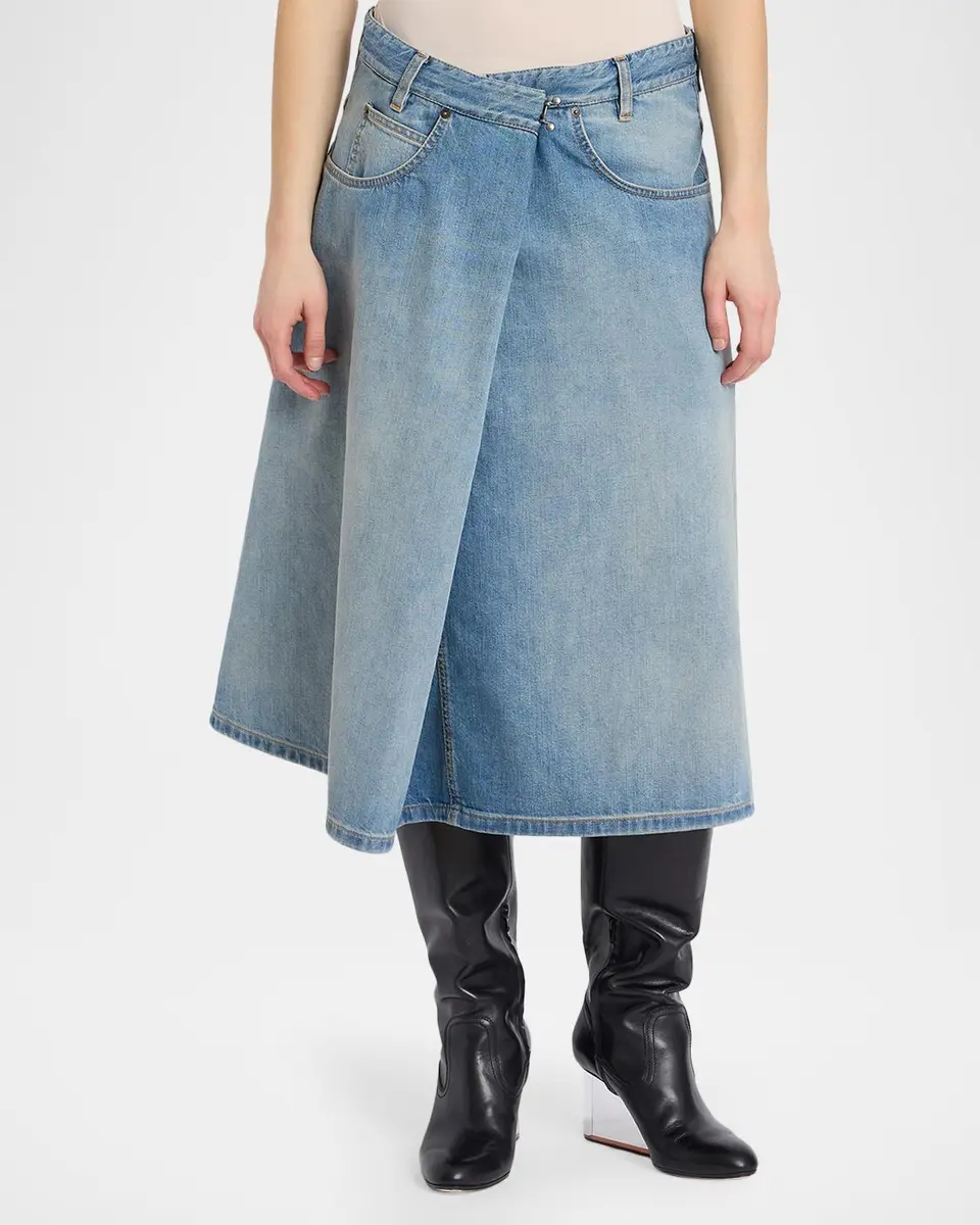 MM6 MAISON MARGIELA Wrap Denim Midi Skirt | Thumbnail 4 MM6 MAISON MARGIELA Wrap Denim Midi Skirt | Thumbnail 4
