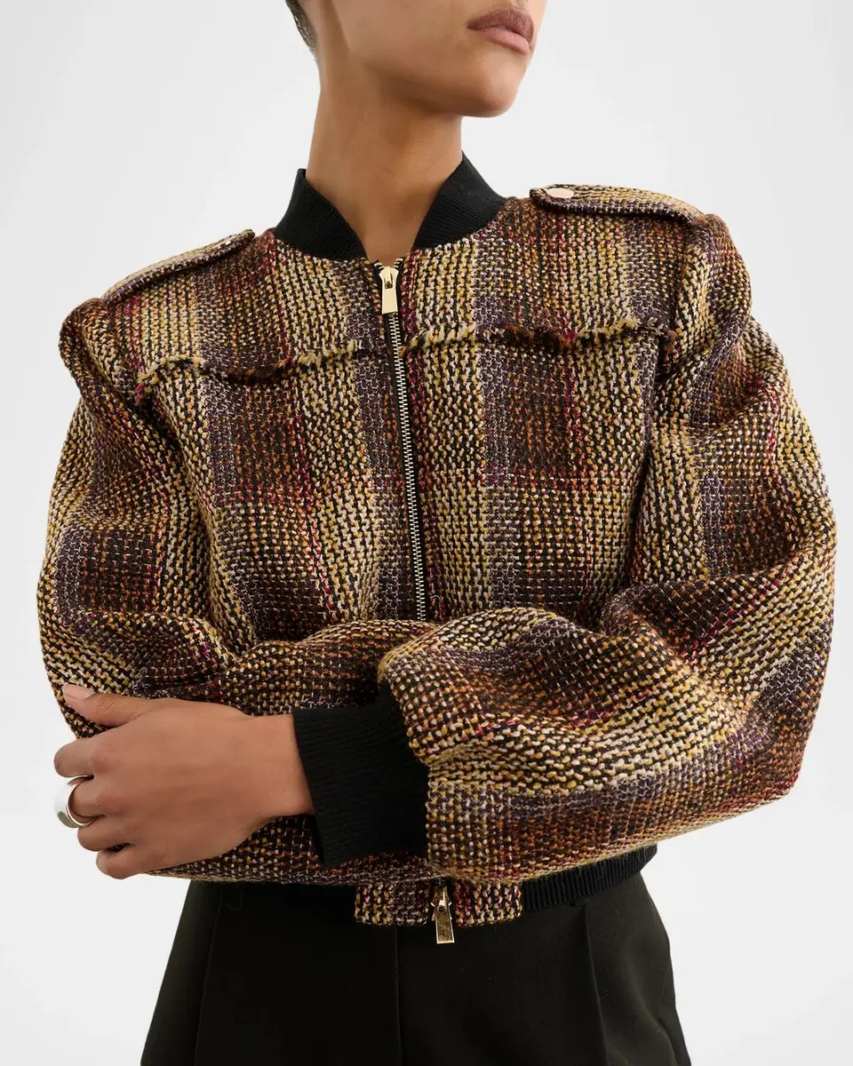 Toccin Pierce Plaid Tweed Bomber Jacket | Thumbnail 4 Toccin Pierce Plaid Tweed Bomber Jacket | Thumbnail 4
