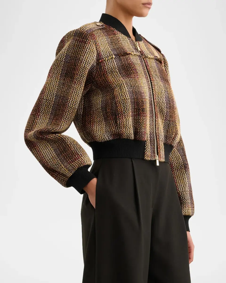 Toccin Pierce Plaid Tweed Bomber Jacket | Thumbnail 6 Toccin Pierce Plaid Tweed Bomber Jacket | Thumbnail 6