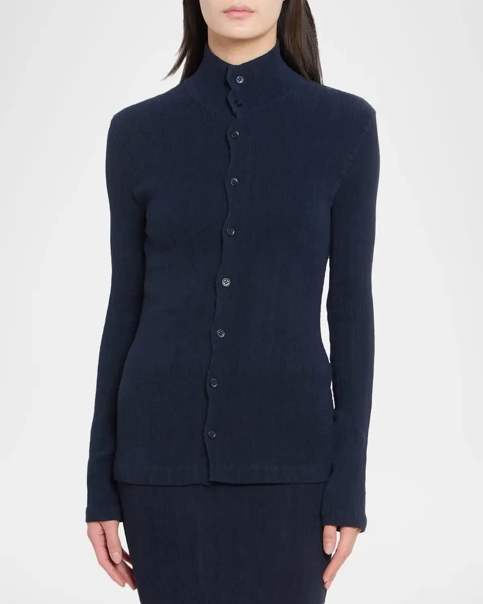 Issey Miyake Rill Plisse Jersey Turtleneck Cardigan | Thumbnail 4
