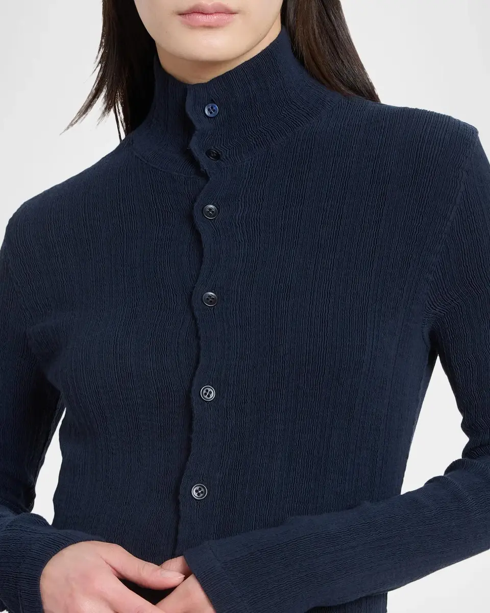 Issey Miyake Rill Plisse Jersey Turtleneck Cardigan | Thumbnail 5