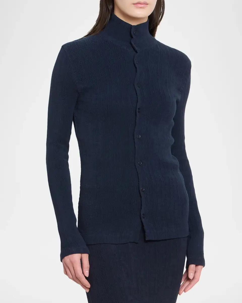Issey Miyake Rill Plisse Jersey Turtleneck Cardigan | Thumbnail 6