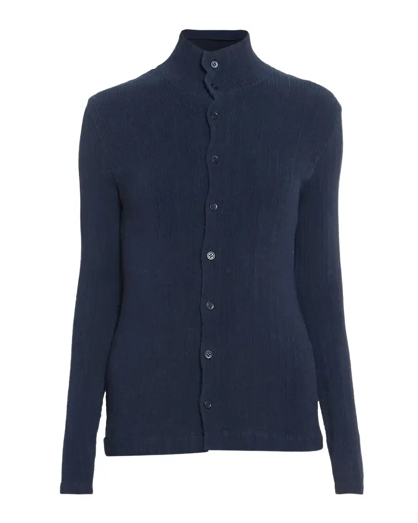 Issey Miyake Rill Plisse Jersey Turtleneck Cardigan | Image 1 Issey Miyake Rill Plisse Jersey Turtleneck Cardigan | Image 1
