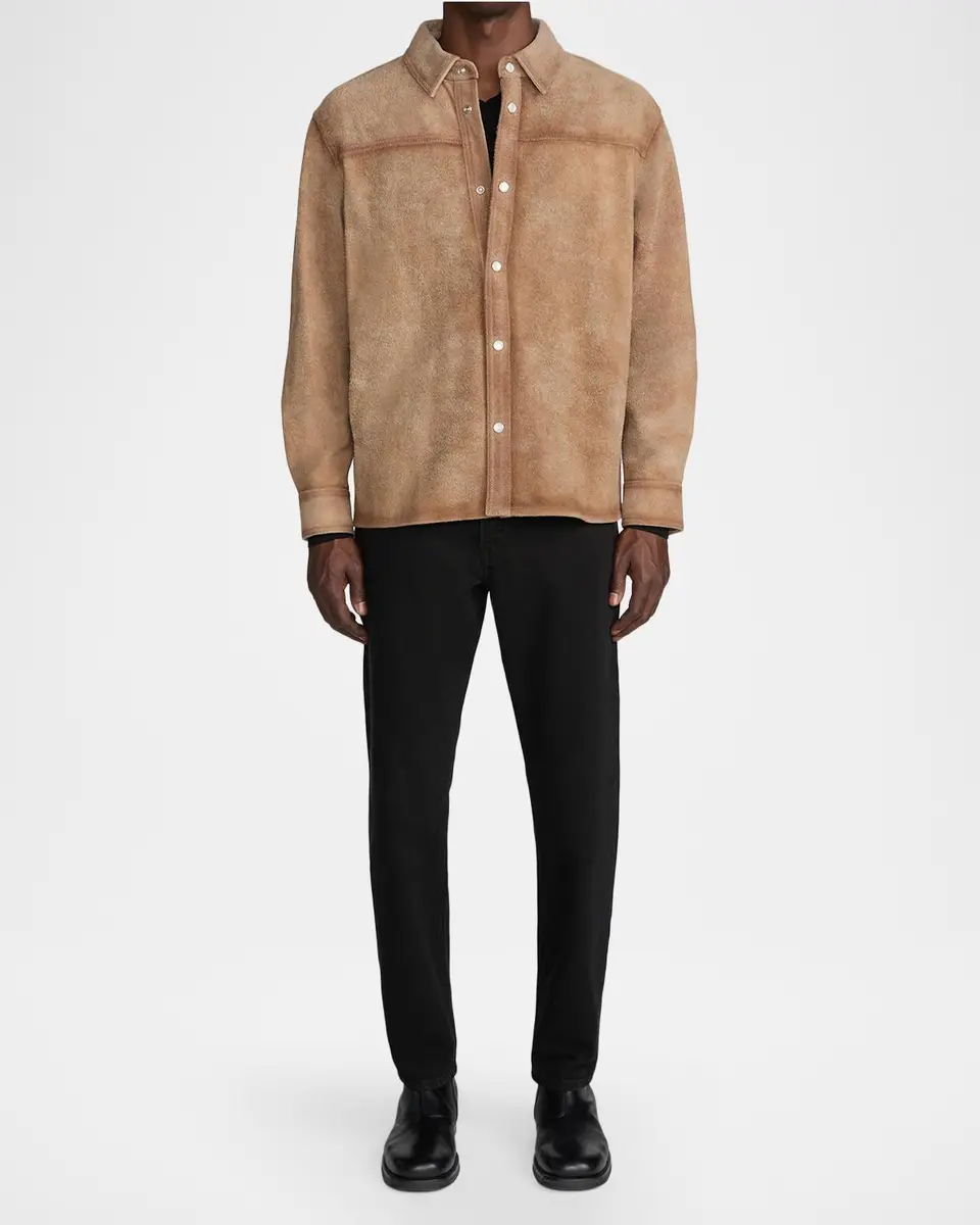 Frame Men's Suede Snap-Front Shirt Jacket | Thumbnail 2 Frame Men's Suede Snap-Front Shirt Jacket | Thumbnail 2