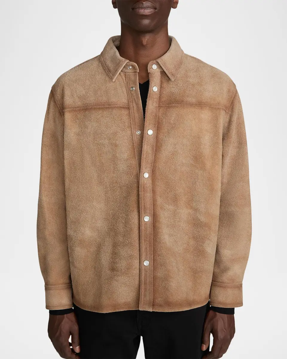 Frame Men's Suede Snap-Front Shirt Jacket | Thumbnail 4 Frame Men's Suede Snap-Front Shirt Jacket | Thumbnail 4