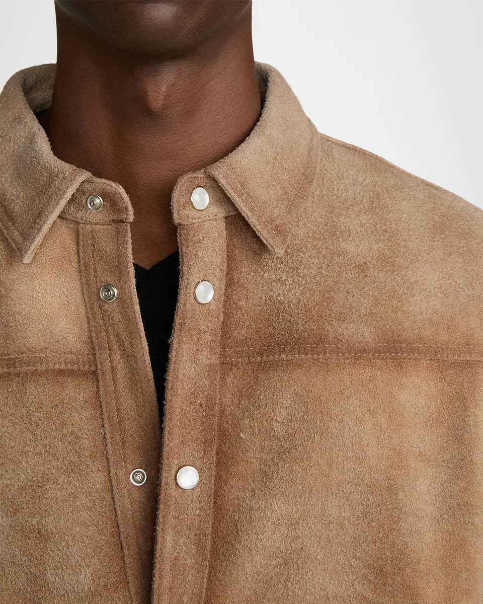 Frame Men's Suede Snap-Front Shirt Jacket | Thumbnail 5 Frame Men's Suede Snap-Front Shirt Jacket | Thumbnail 5