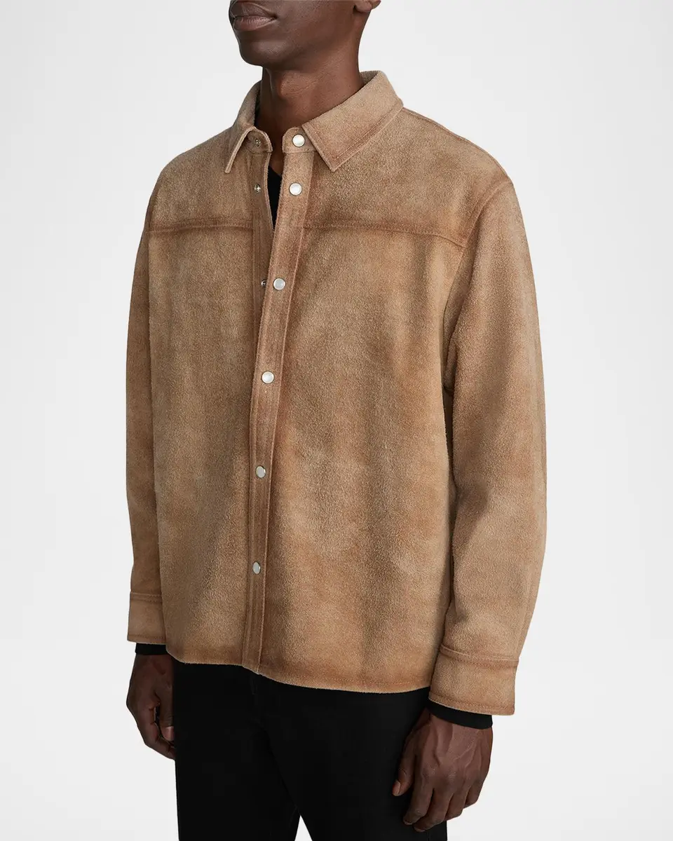 Frame Men's Suede Snap-Front Shirt Jacket | Thumbnail 7 Frame Men's Suede Snap-Front Shirt Jacket | Thumbnail 7