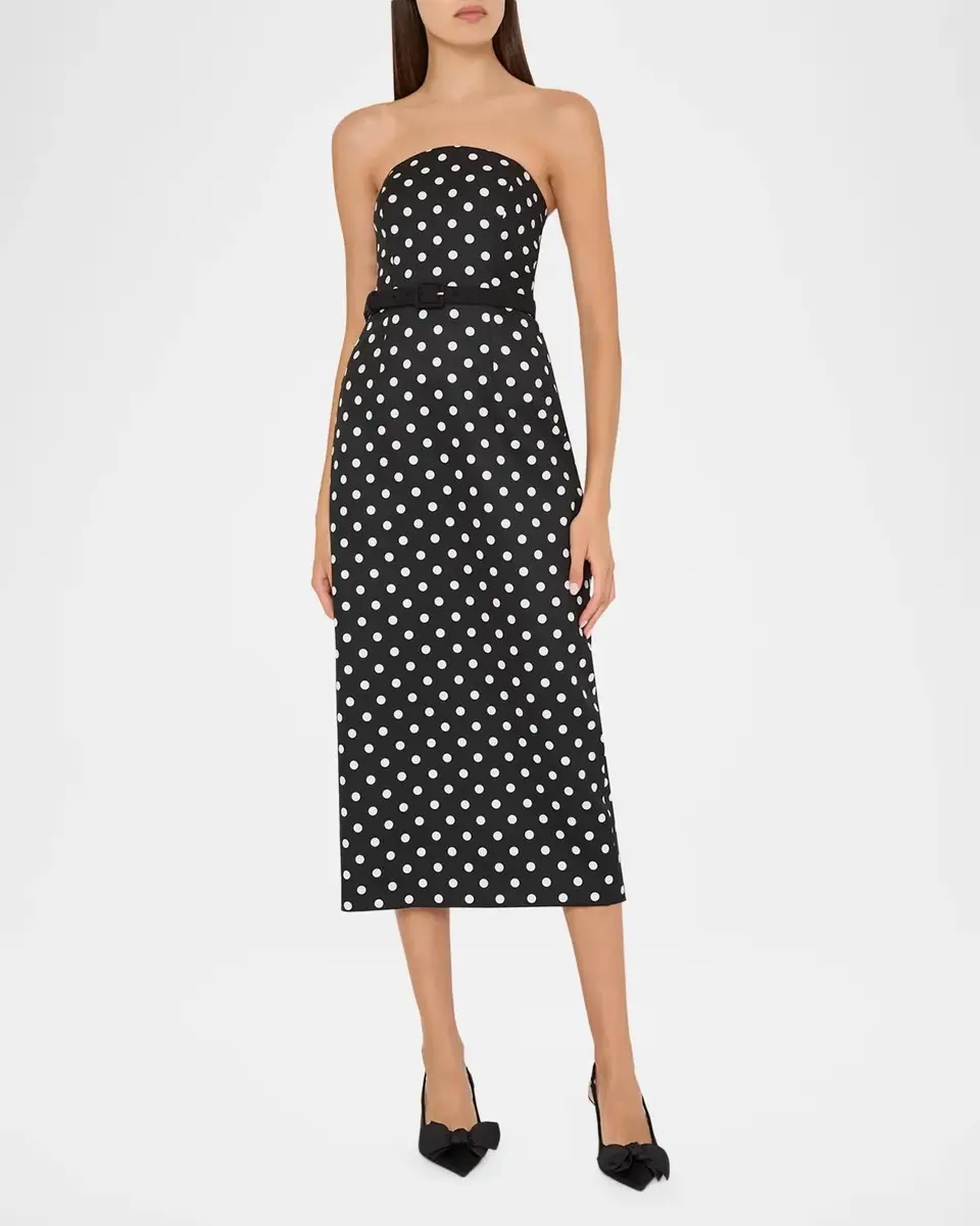 Milly Kait Strapless Polka Dot Midi Dress | Thumbnail 2 Milly Kait Strapless Polka Dot Midi Dress | Thumbnail 2