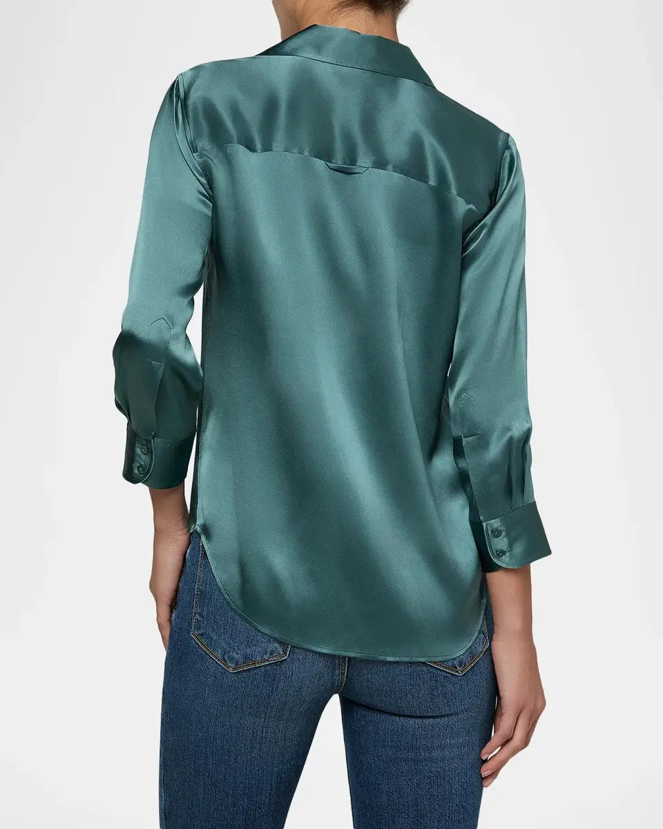L'Agence Dani Silk Satin 3/4-Sleeve Button-Down Blouse | Thumbnail 3 L'Agence Dani Silk Satin 3/4-Sleeve Button-Down Blouse | Thumbnail 3