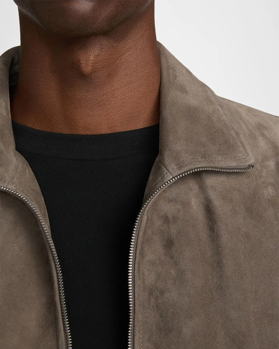 Frame Men's Suede Full-Zip Bomber Jacket | Thumbnail 5 Frame Men's Suede Full-Zip Bomber Jacket | Thumbnail 5