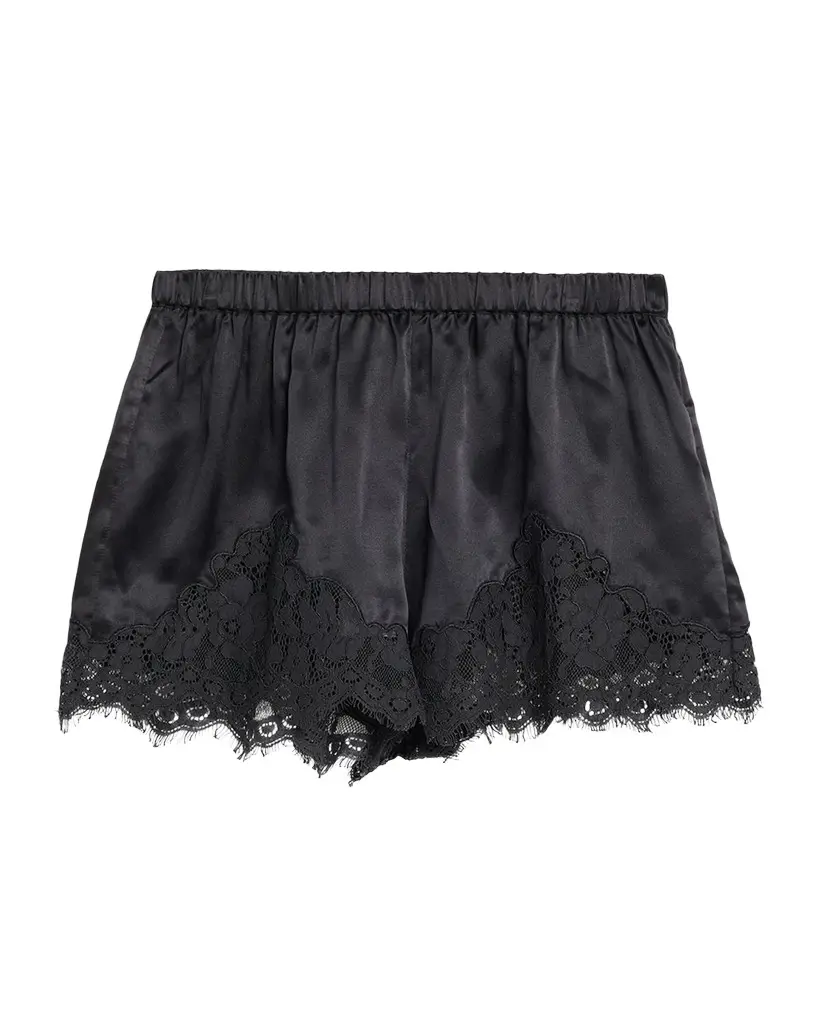RE/DONE Jennie Lace-Trim Satin Shorts | Image 1 RE/DONE Jennie Lace-Trim Satin Shorts | Image 1