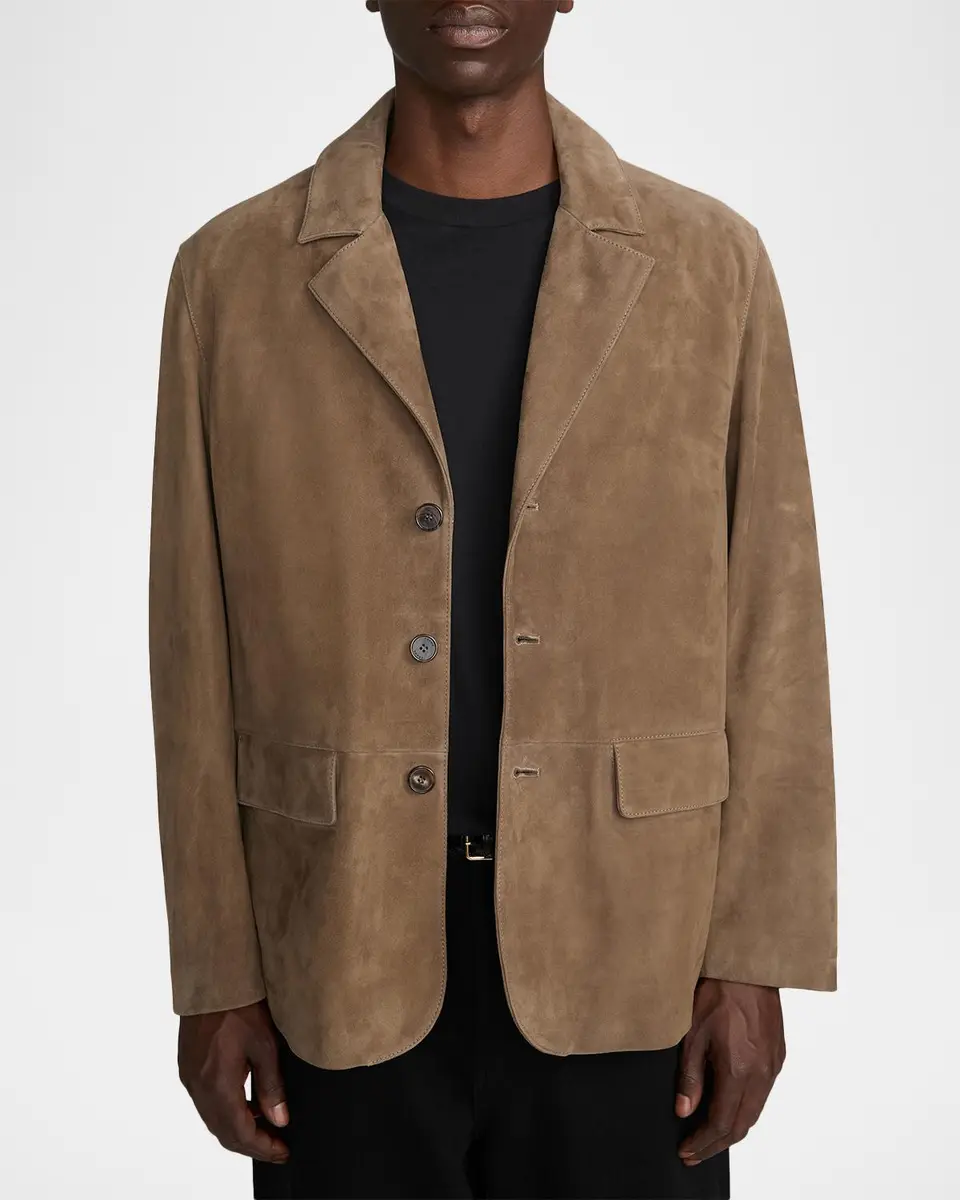 Frame Men's Suede Single-Breasted Blazer | Thumbnail 4 Frame Men's Suede Single-Breasted Blazer | Thumbnail 4
