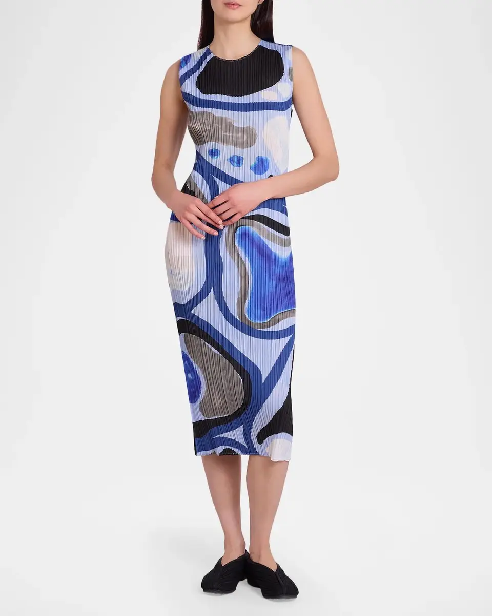 Issey Miyake Roll Printed Plisse Sleeveless Midi Dress | Thumbnail 4 Issey Miyake Roll Printed Plisse Sleeveless Midi Dress | Thumbnail 4