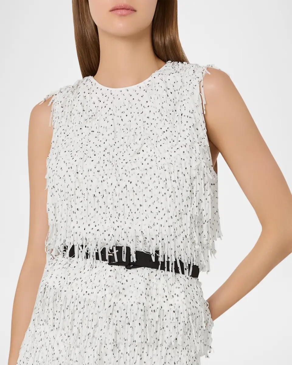 Milly Royce Sleeveless Fringe Polka Dot Blouse | Thumbnail 3