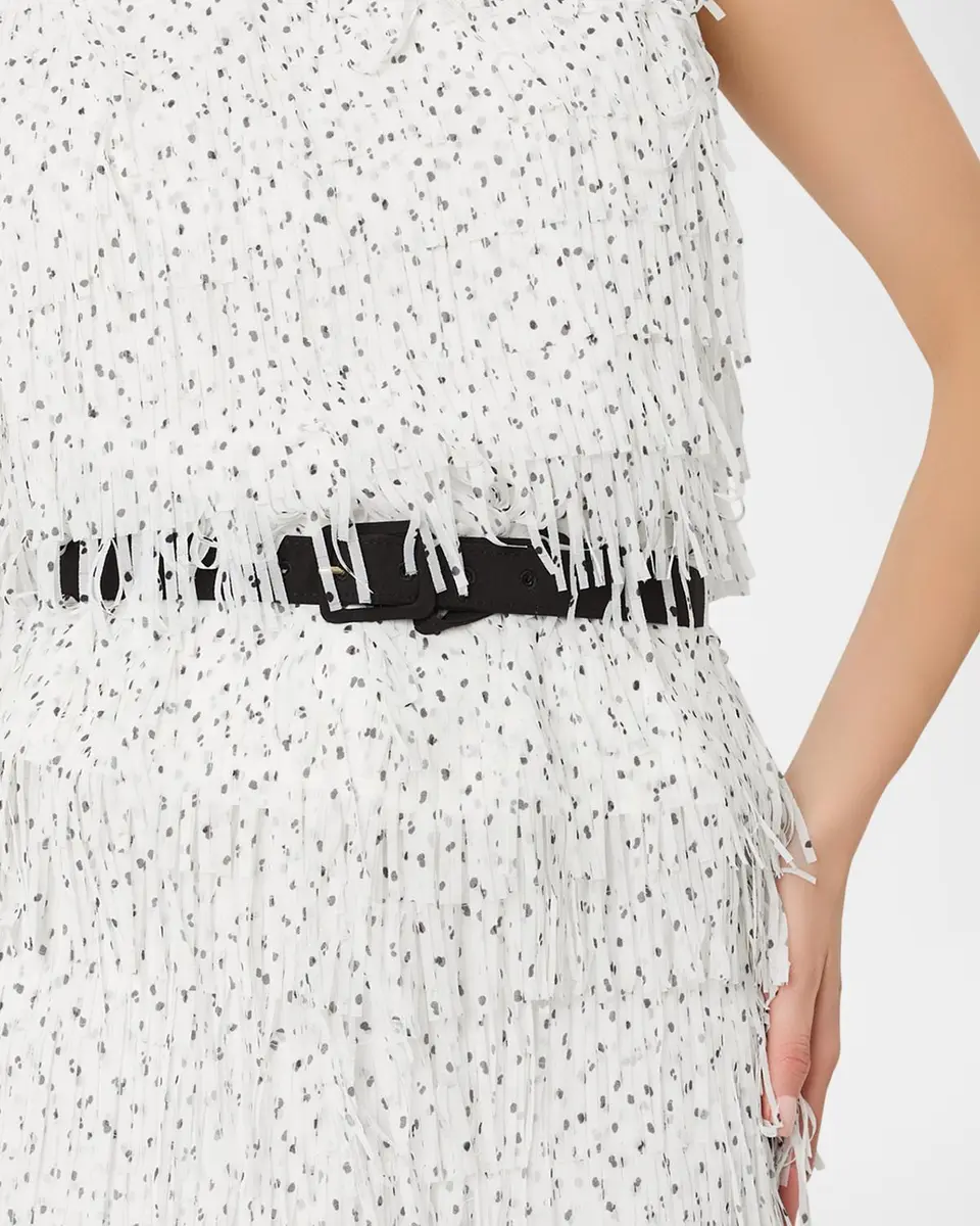 Milly Royce Sleeveless Fringe Polka Dot Blouse | Thumbnail 4