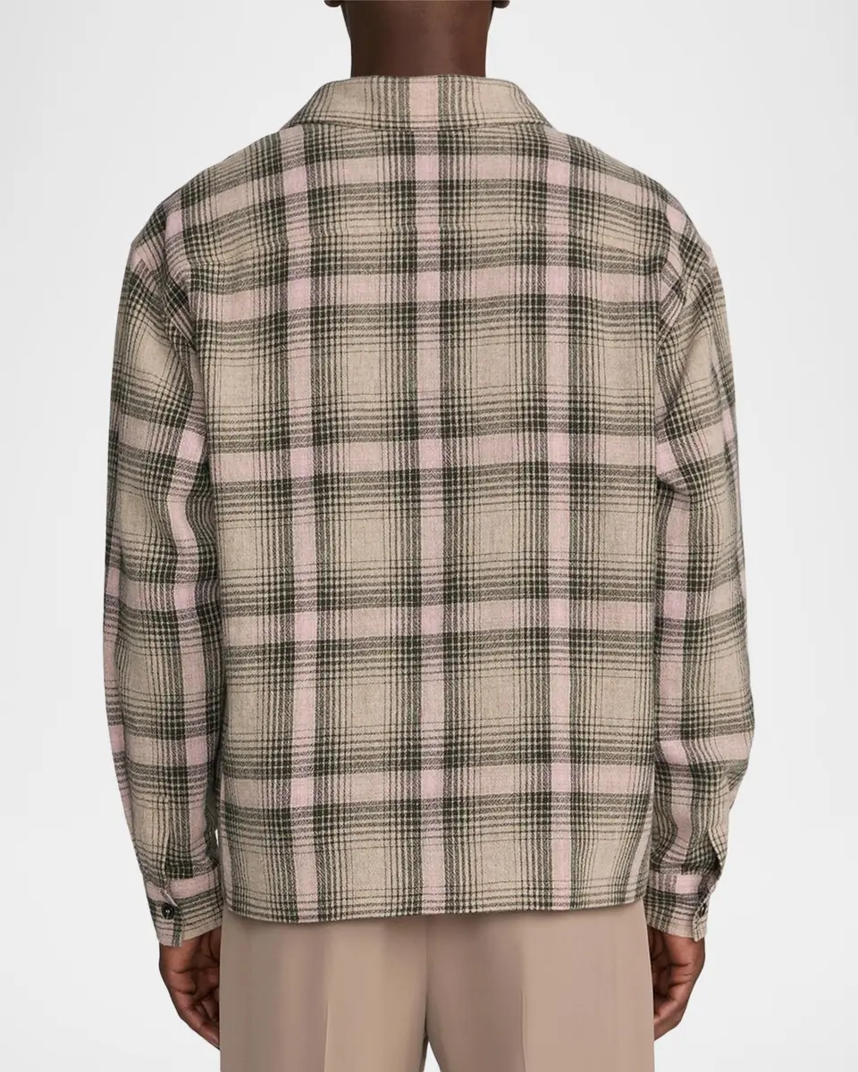 Frame Men's Wool and Nylon Maxi-Plaid Overshirt | Thumbnail 3