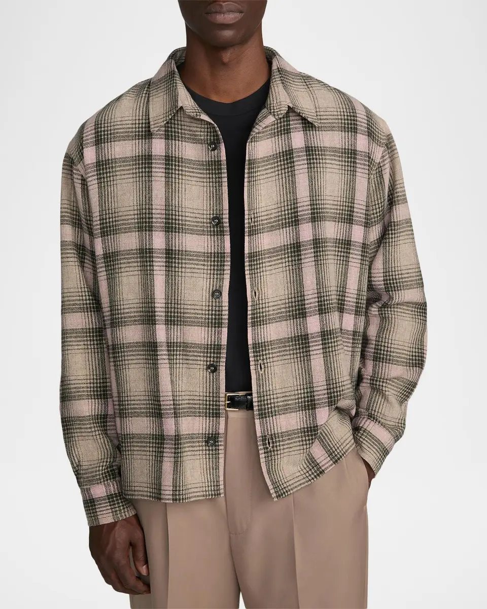 Frame Men's Wool and Nylon Maxi-Plaid Overshirt | Thumbnail 4