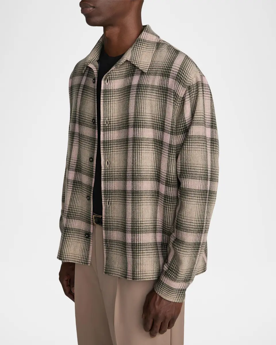 Frame Men's Wool and Nylon Maxi-Plaid Overshirt | Thumbnail 6