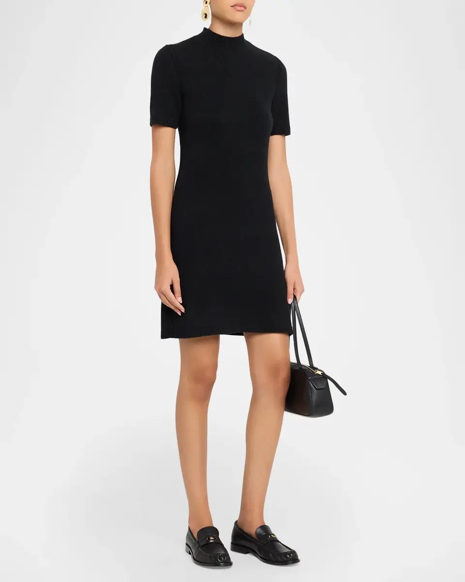 Burberry Cassidy Short-Sleeve Cashmere Button-Shoulder Mini Dress | Thumbnail 4 Burberry Cassidy Short-Sleeve Cashmere Button-Shoulder Mini Dress | Thumbnail 4