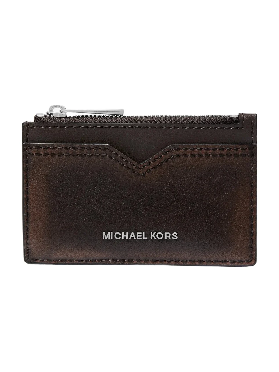 Michael Kors Collection Hudson Burnished Leather Card Case in Brown - One Size by Michael Kors Mens