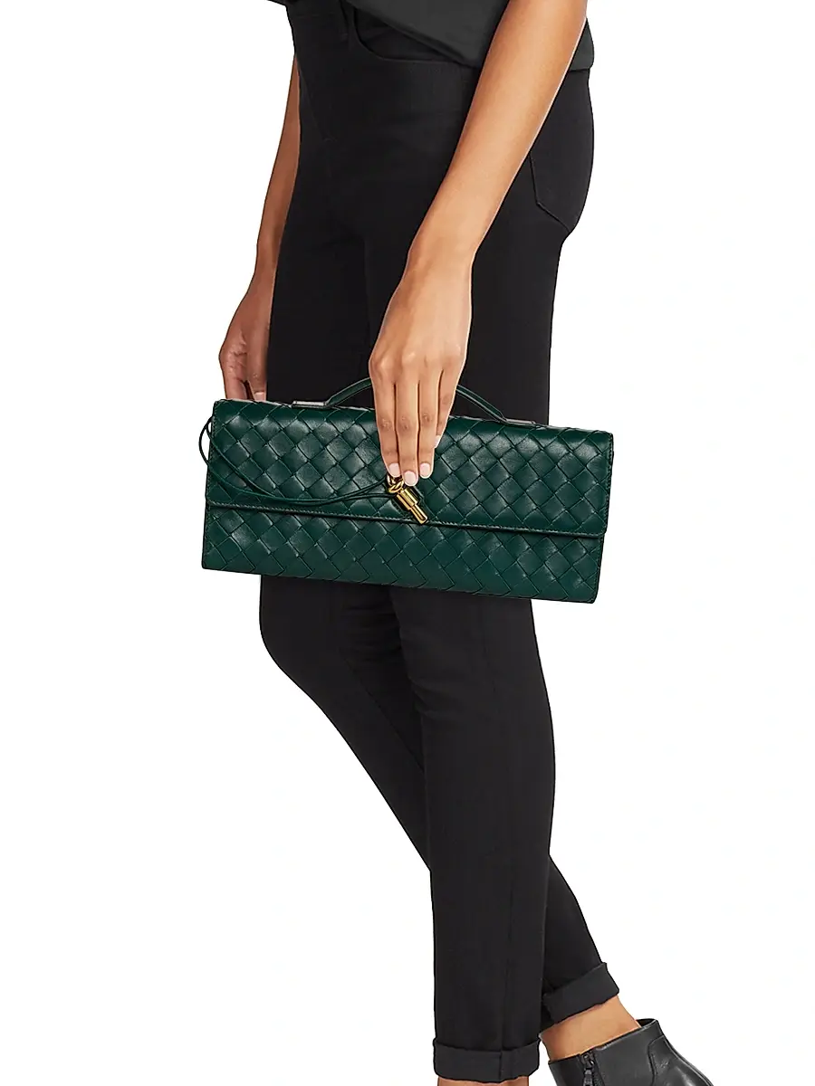 Bottega Veneta Women's Andiamo Intrecciato Leather Top-Handle Clutch | Thumbnail 2 Bottega Veneta Women's Andiamo Intrecciato Leather Top-Handle Clutch | Thumbnail 2