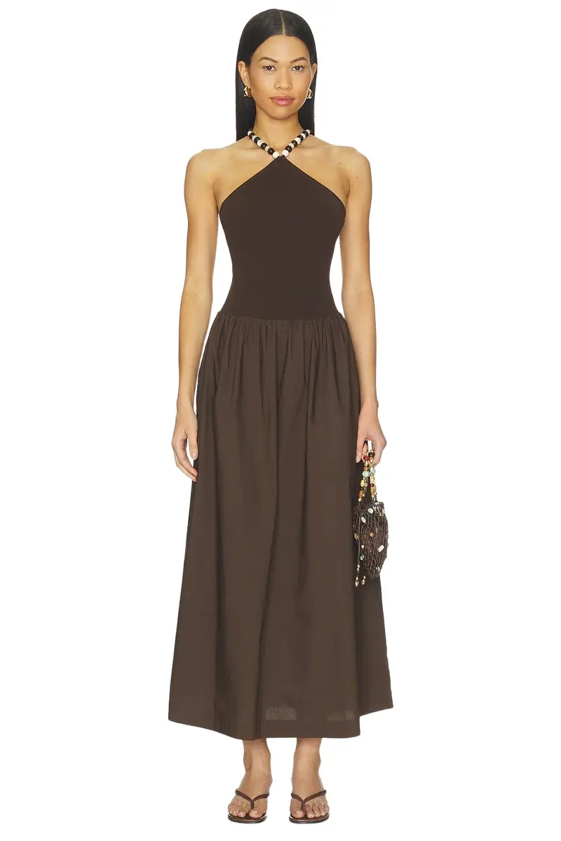 L'Academie Jinjara Beaded Halter Dress