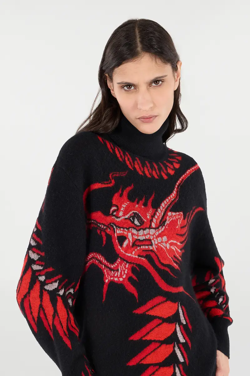 Roberto Cavalli Long Sweater With Pattern And Dragon | Thumbnail 5 Roberto Cavalli Long Sweater With Pattern And Dragon | Thumbnail 5