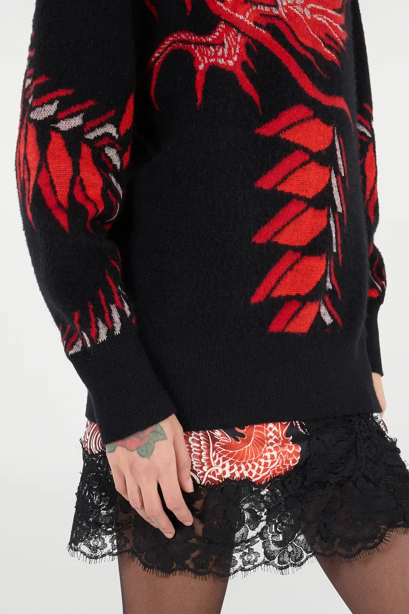 Roberto Cavalli Long Sweater With Pattern And Dragon | Thumbnail 6 Roberto Cavalli Long Sweater With Pattern And Dragon | Thumbnail 6