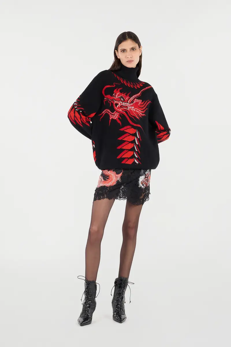 Roberto Cavalli Long Sweater With Pattern And Dragon | Thumbnail 7 Roberto Cavalli Long Sweater With Pattern And Dragon | Thumbnail 7