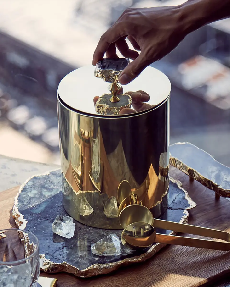 Anna New York Kiva Large Emerald Platter, Gold | Thumbnail 2