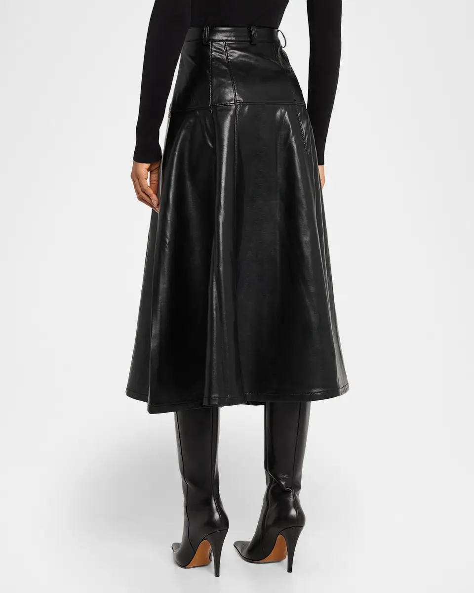 Cinq à Sept Veena Vegan Leather Midi Skirt | Thumbnail 3