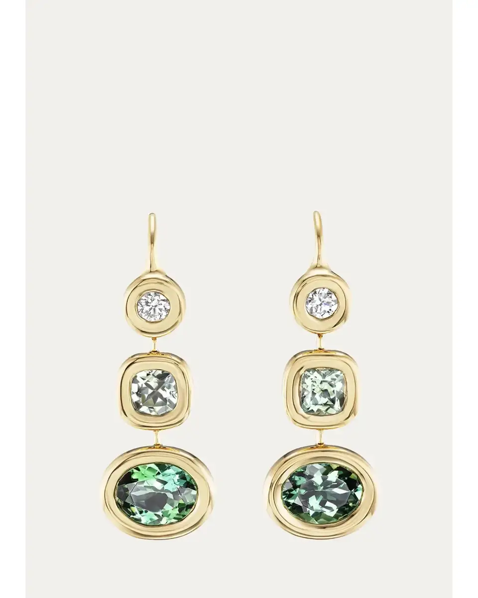 Brent Neale One-of-a-Kind 18K Triple-Drop Pillow Earrings | Image 1 Brent Neale One-of-a-Kind 18K Triple-Drop Pillow Earrings | Image 1