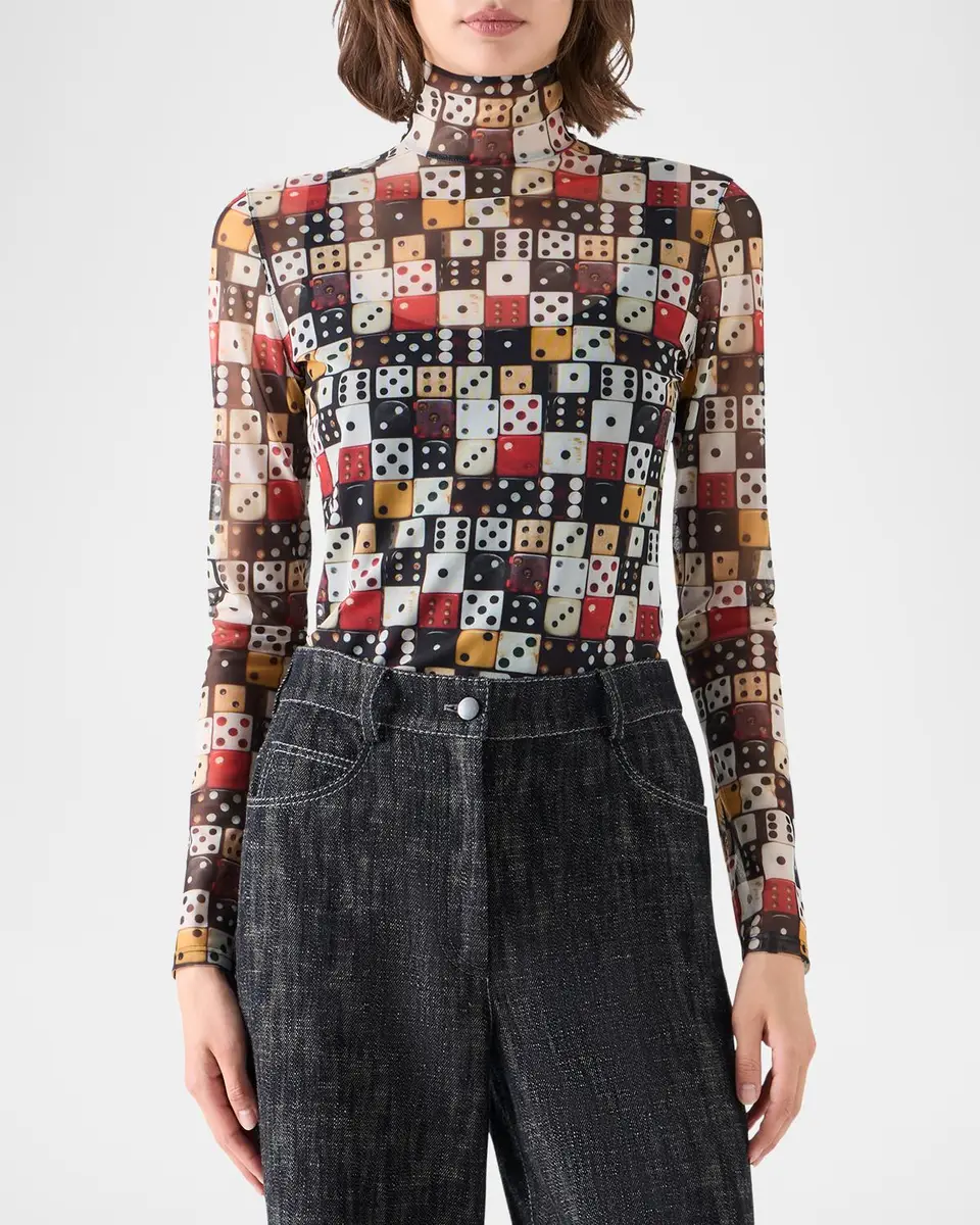 Akris punto Dice Print Tulle Top | Thumbnail 4