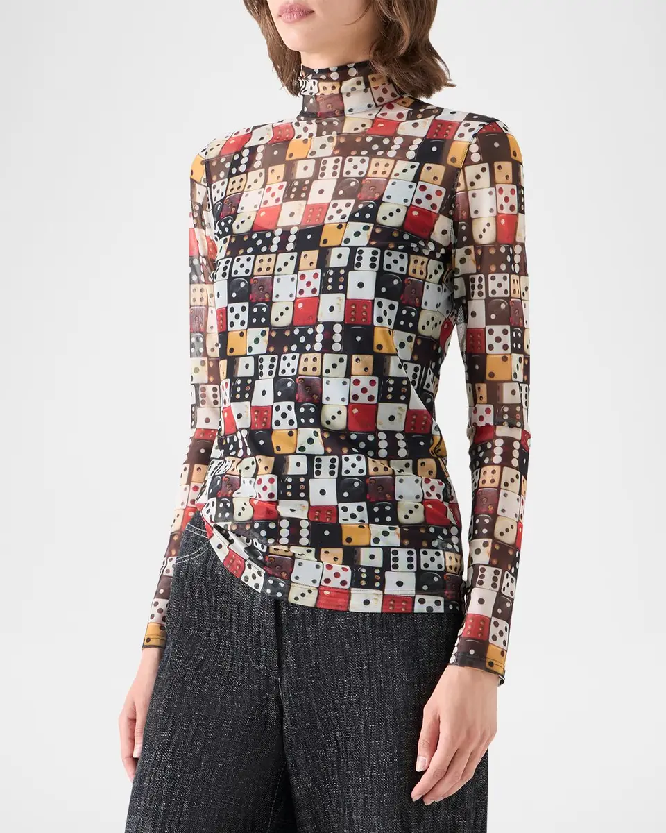 Akris punto Dice Print Tulle Top | Thumbnail 6