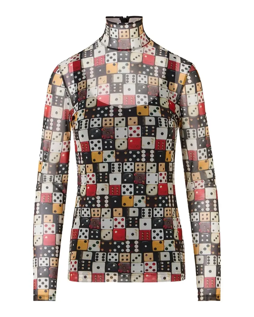 Akris punto Dice Print Tulle Top | Image 1 Akris punto Dice Print Tulle Top | Image 1