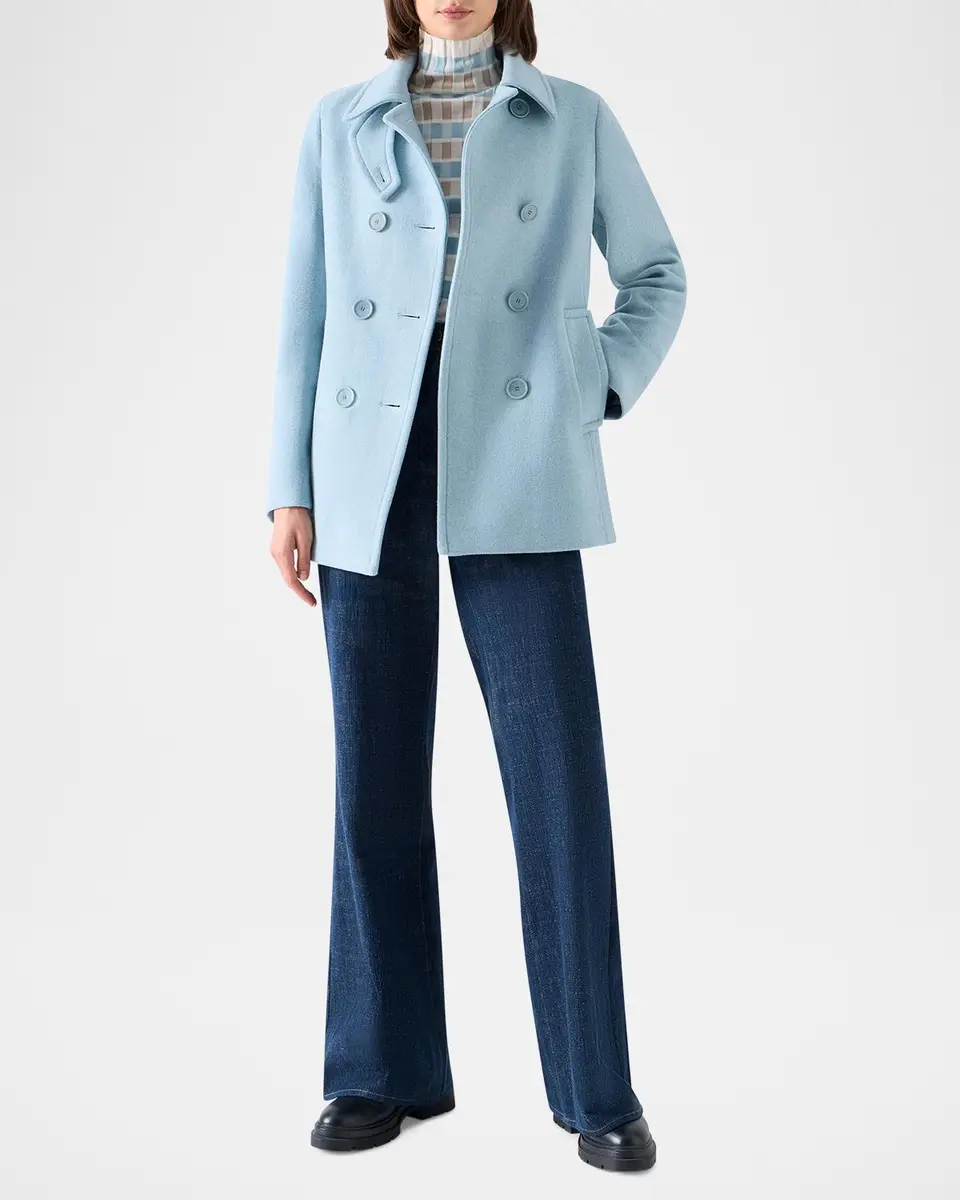 Akris punto Wool Double-Breasted Peacoat | Thumbnail 2