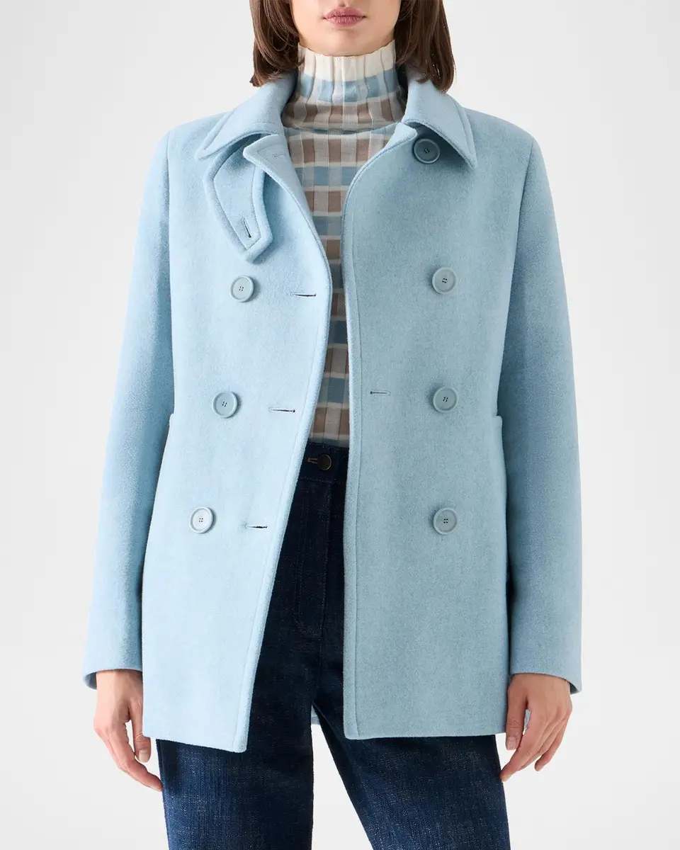Akris punto Wool Double-Breasted Peacoat | Thumbnail 4