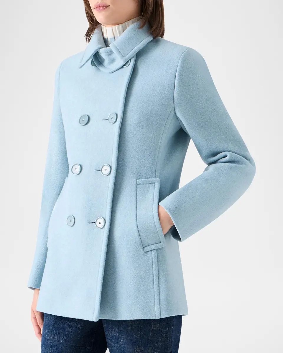 Akris punto Wool Double-Breasted Peacoat | Thumbnail 6