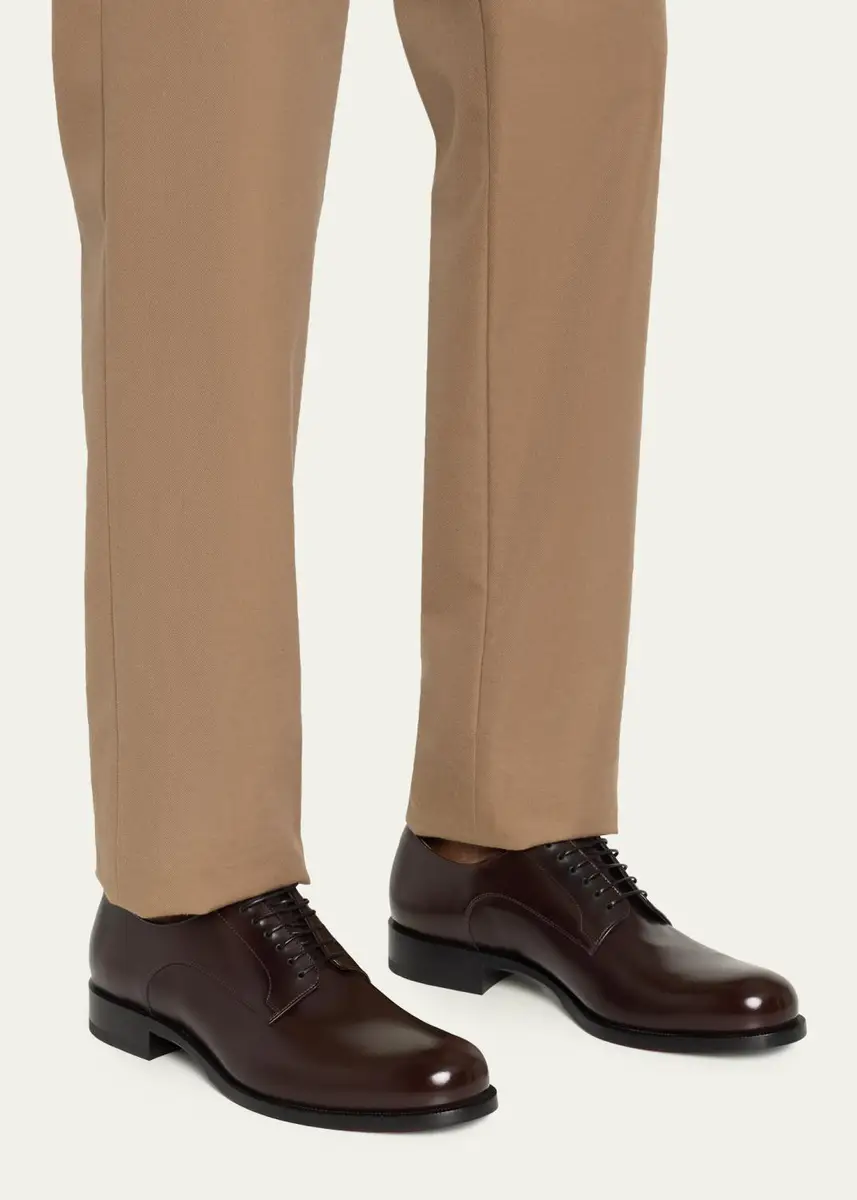 Christian Louboutin Men's Moustachou Red-Sole Leather Derby Shoes | Thumbnail 2 Christian Louboutin Men's Moustachou Red-Sole Leather Derby Shoes | Thumbnail 2
