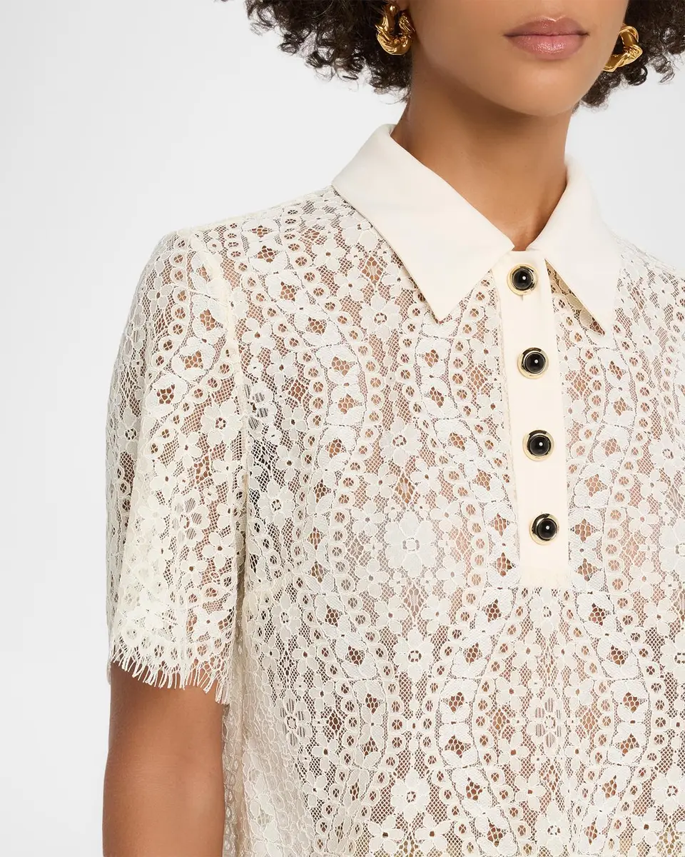 TANYA TAYLOR Gwen Lace Polo Top | Thumbnail 5