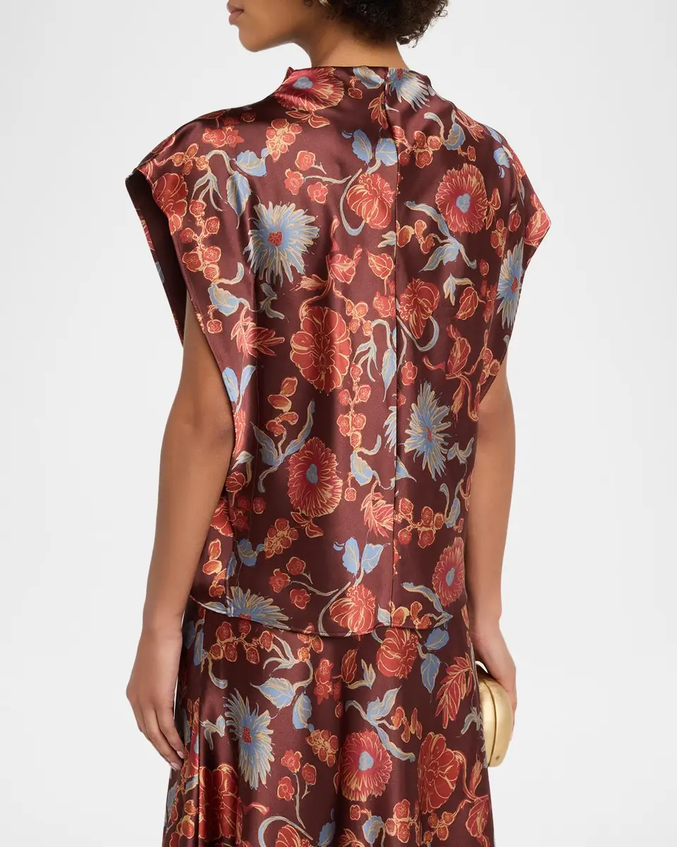 TANYA TAYLOR Adrien Floral Satin Top | Thumbnail 3