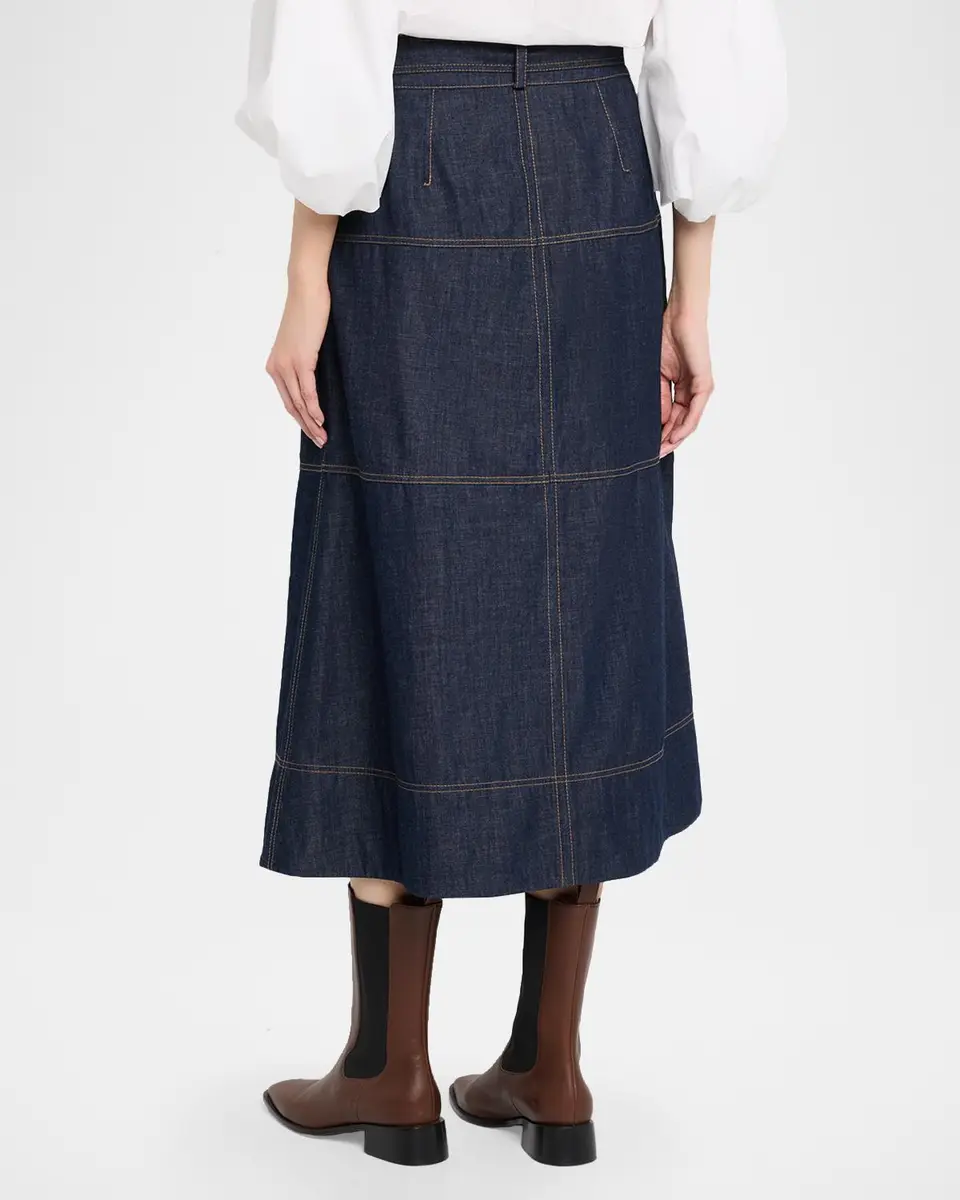 TANYA TAYLOR Hudley Denim Midi Skirt | Thumbnail 3