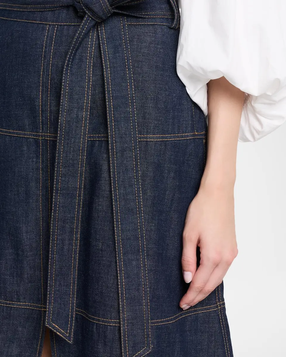 TANYA TAYLOR Hudley Denim Midi Skirt | Thumbnail 5