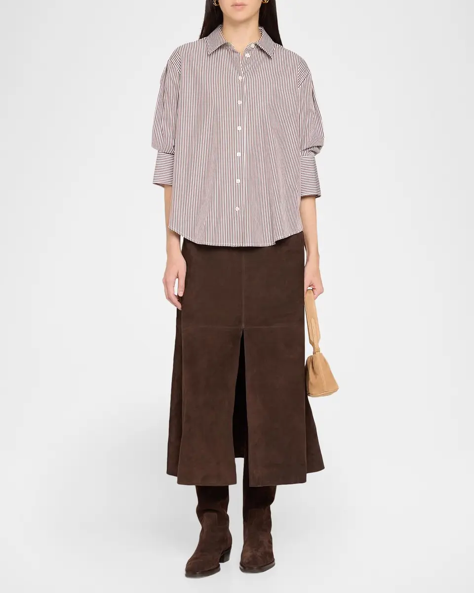 TANYA TAYLOR Emmy Striped Cotton Puff-Sleeve Shirt | Thumbnail 2
