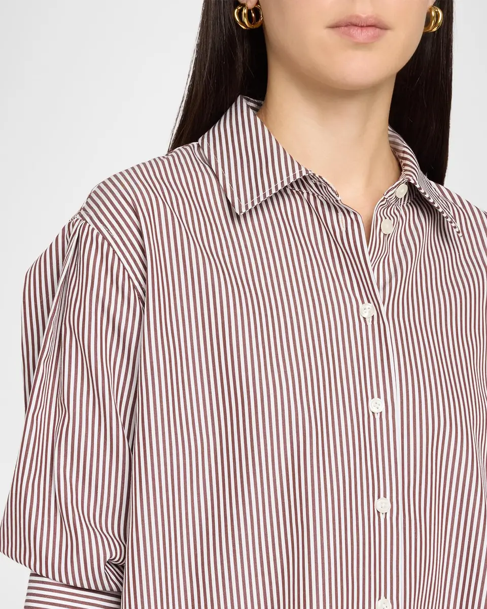 TANYA TAYLOR Emmy Striped Cotton Puff-Sleeve Shirt | Thumbnail 5