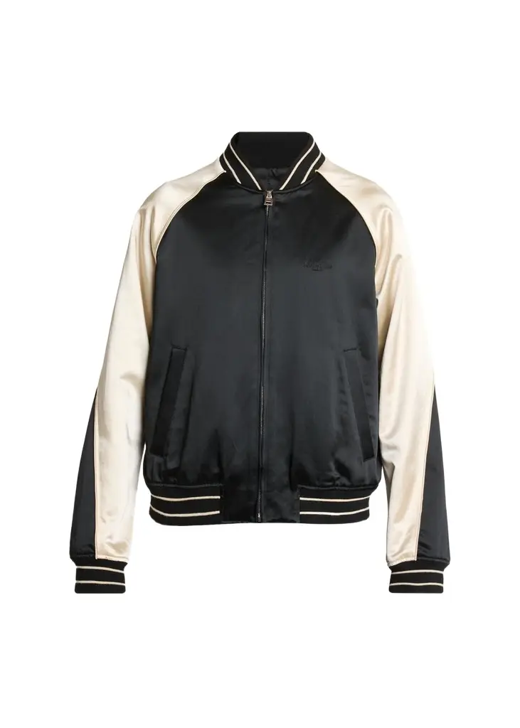 Givenchy Men's Satin Rhinestone-Logo Bomber Jacket | Image 1 Givenchy Men's Satin Rhinestone-Logo Bomber Jacket | Image 1