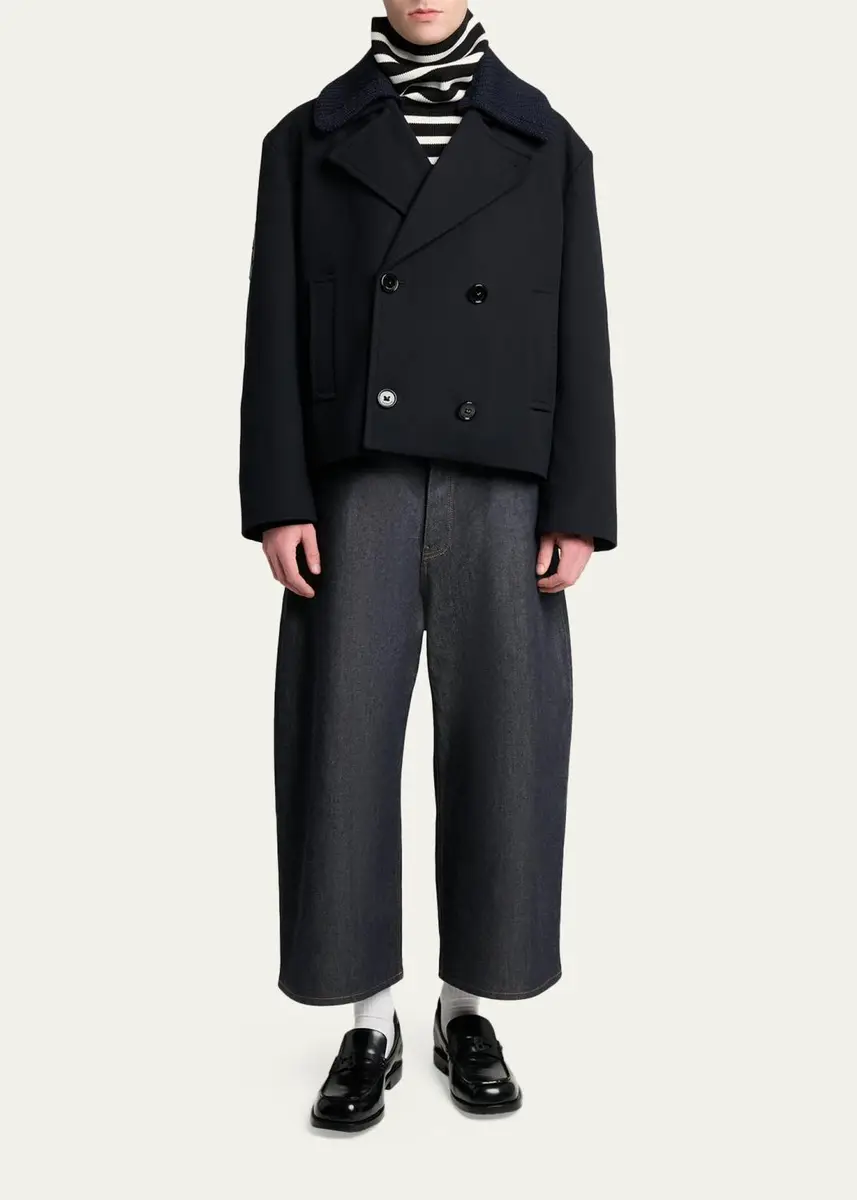 Balenciaga Men's Wool Knit-Collar Double-Breasted Jacket | Thumbnail 2