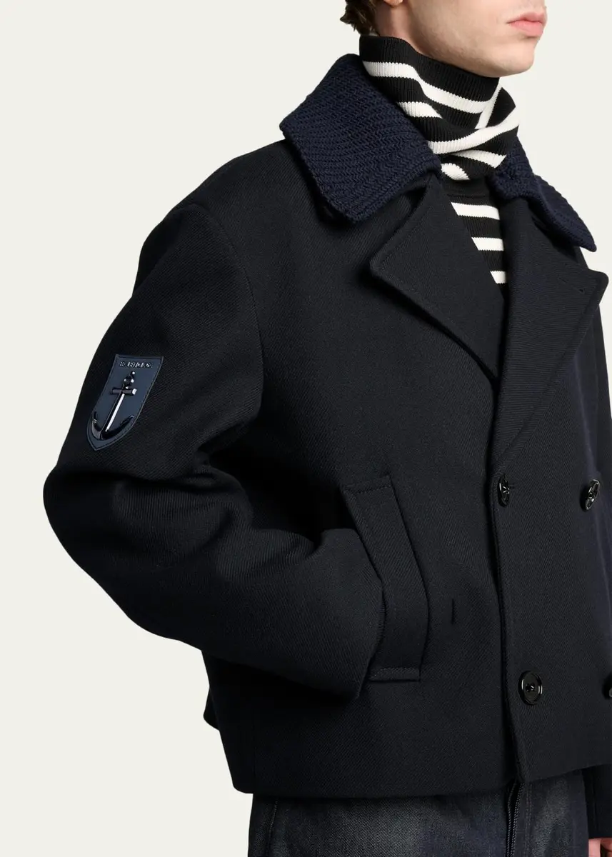 Balenciaga Men's Wool Knit-Collar Double-Breasted Jacket | Thumbnail 5
